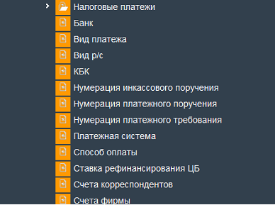 Иллюстрация к разделу «Денежные средства». Контекст: Бухгалтерия → Главный бухгалтер → Справочники.