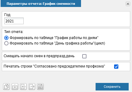 Иллюстрация к разделу «График сменности». Контекст: Персонал → Зарплата → Отчеты.