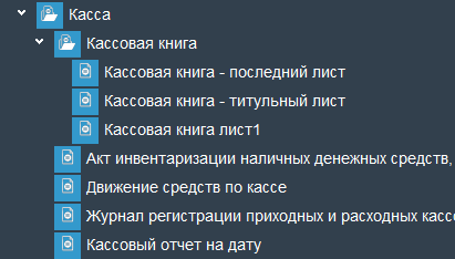 Иллюстрация к разделу «Касса». Контекст: Бухгалтерия → Главный бухгалтер → Отчеты.