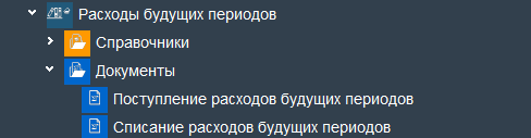 Иллюстрация к разделу «Расходы будущих периодов». Контекст: Бухгалтерия → Главный бухгалтер → Документы.