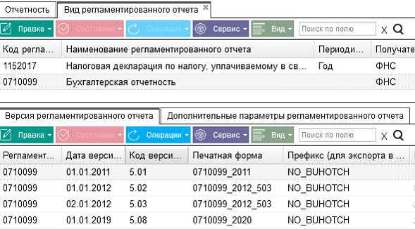 Иллюстрация к разделу «Справочники». Контекст: Отчетность.