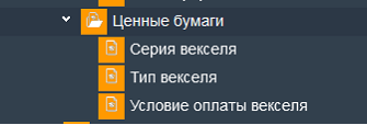 Иллюстрация к разделу «Ценные бумаги». Контекст: Бухгалтерия → Главный бухгалтер → Справочники → Денежные средства.